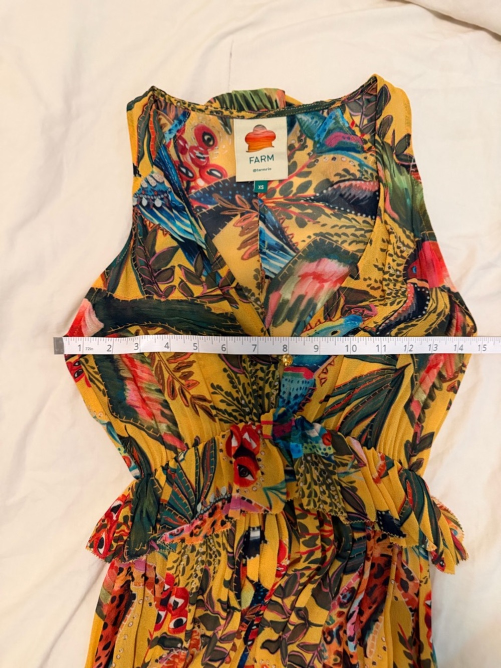 Yellow Tropical Maxi Dress with Multicolor Bird Print - Picture 7 of 9